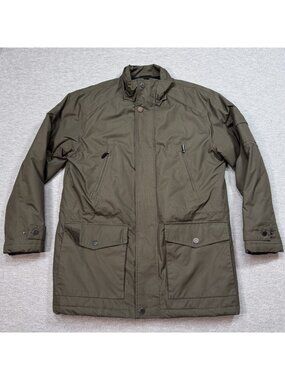 London Fog Insulated Jacket Mens Medium Coat Green Quilted Lining Winter Pockets